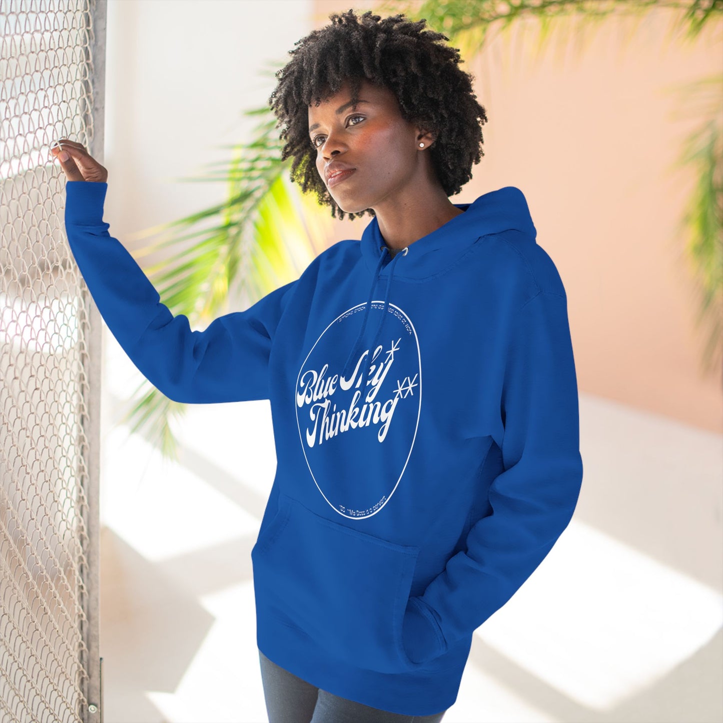 Inspirational Blue Sky Thinking Hoodie - Cozy Fleece for Dreamers