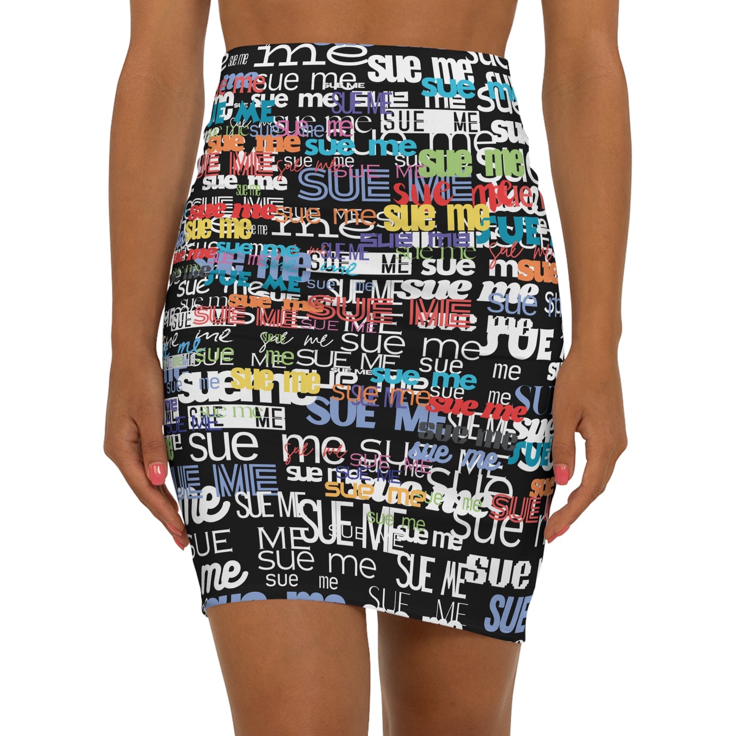 Sue Me Women's Mid-Waist Pencil Skirt (AOP)