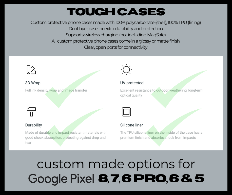 Tough Case for Google Pixel 8 Pro and all recent models; shockproof, rugged, heavy-duty