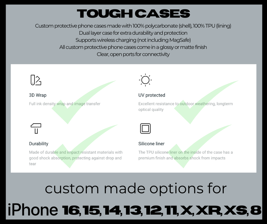 Tough Case for iPhone 16 & ten other models; shockproof, rugged, heavy-duty