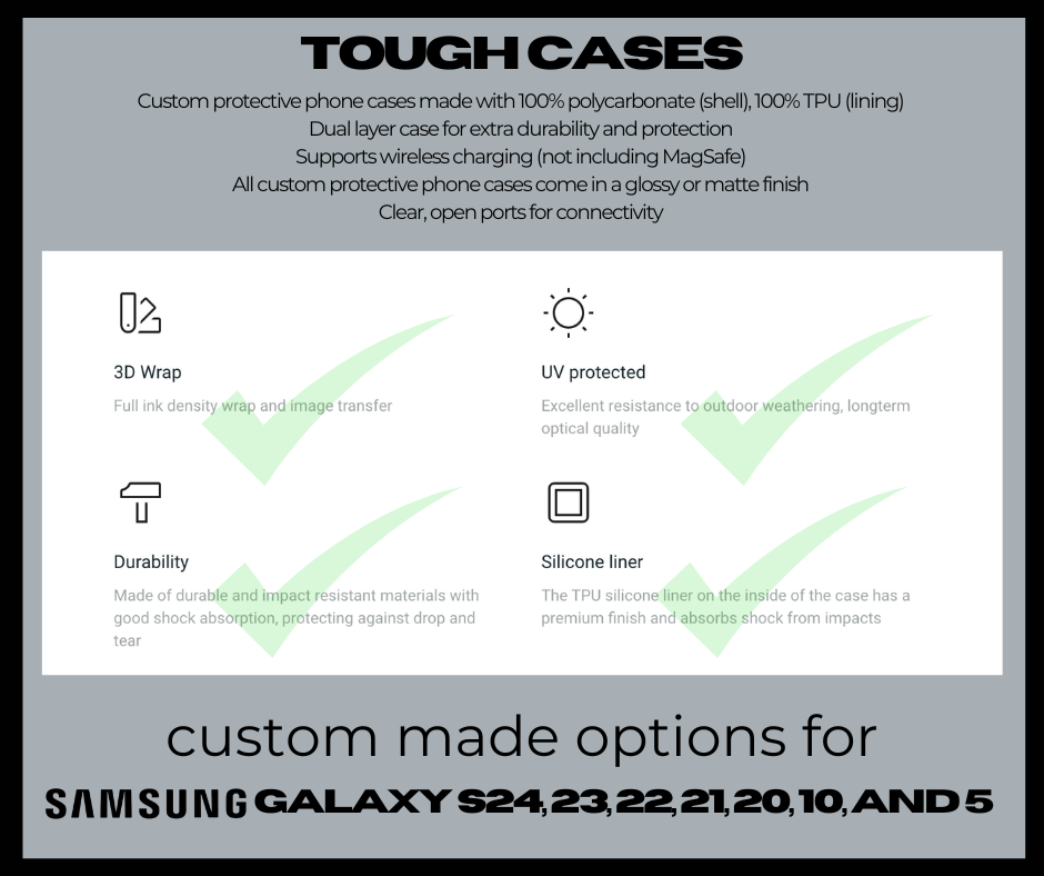 Tough Case for Samsung Galaxy S24 & 10 other series; shockproof, rugged, heavy-duty