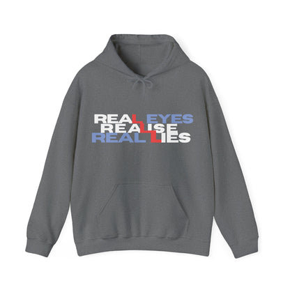 Unisex Heavy Blend™ Hoodie - 'Real Eyes Realise Real Lies' Graphic Sweatshirt