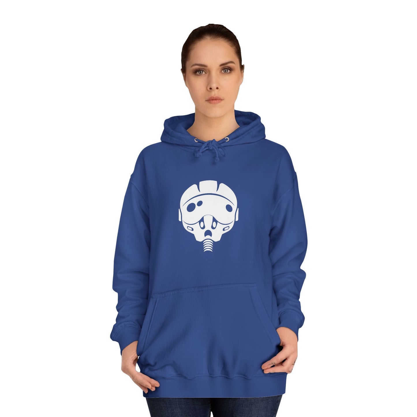 Unisex College Hoodie with Unique Graphic Design Airforce Pilot Helmet. Warm, Cool, Chic, Simple.