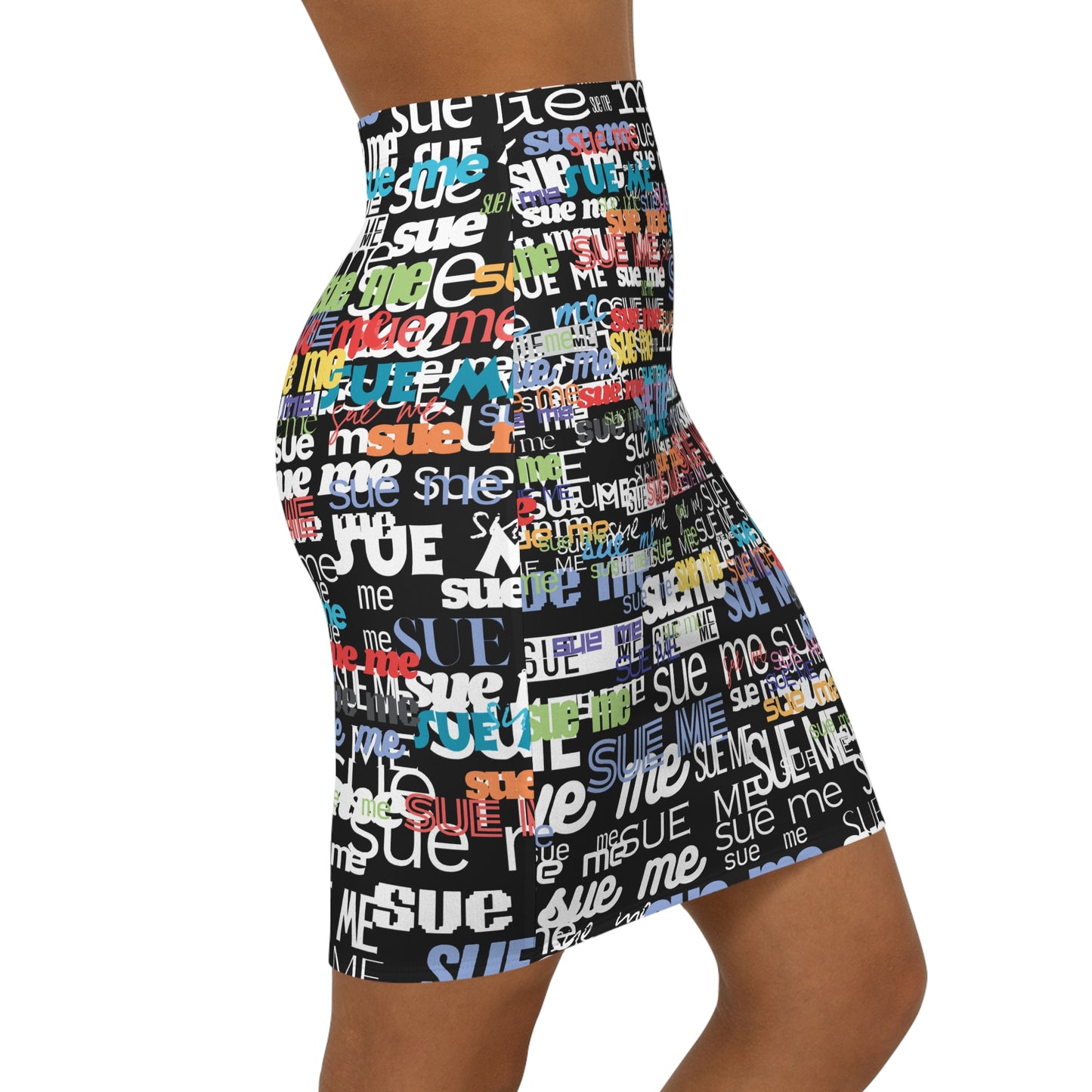 Sue Me Women's Mid-Waist Pencil Skirt (AOP)