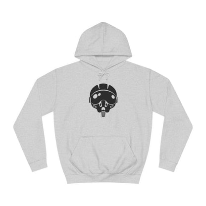 Unisex College Hoodie with Unique Graphic Design Airforce Pilot Helmet. Warm, Cool, Chic, Simple.