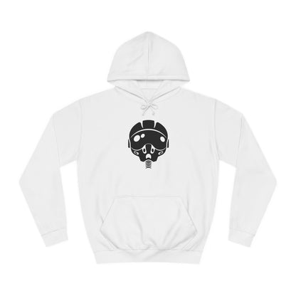 Unisex College Hoodie with Unique Graphic Design Airforce Pilot Helmet. Warm, Cool, Chic, Simple.