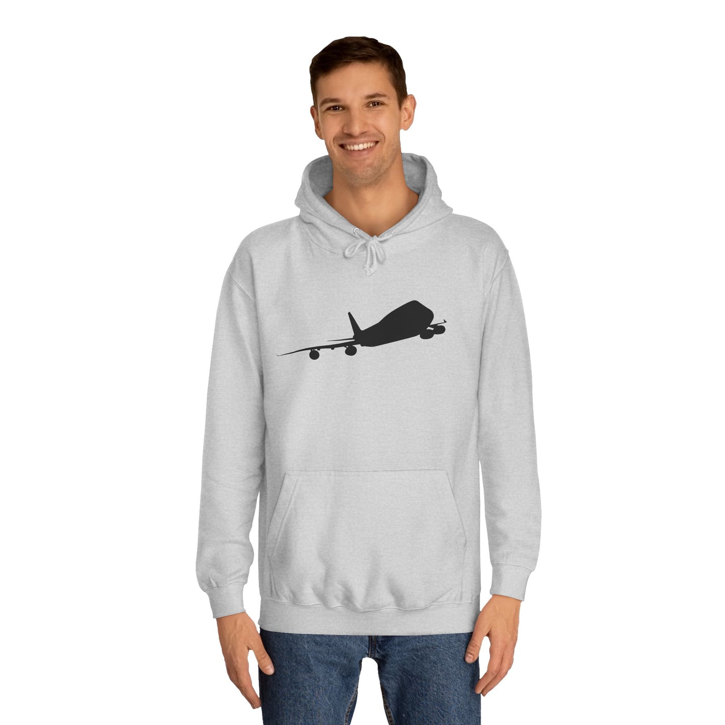 Unisex College Hoodie. Warm and cosy with unique graphic design of iconic Boeing 747 aircraft.