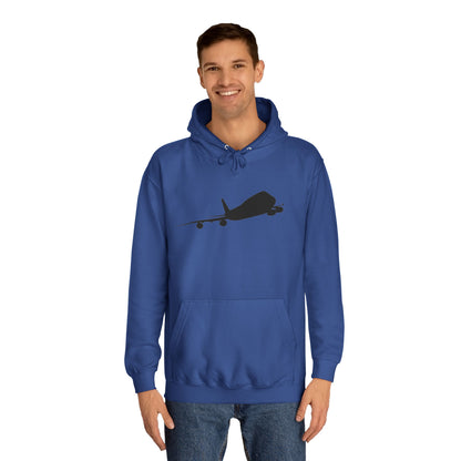 Unisex College Hoodie. Warm and cosy with unique graphic design of iconic Boeing 747 aircraft.