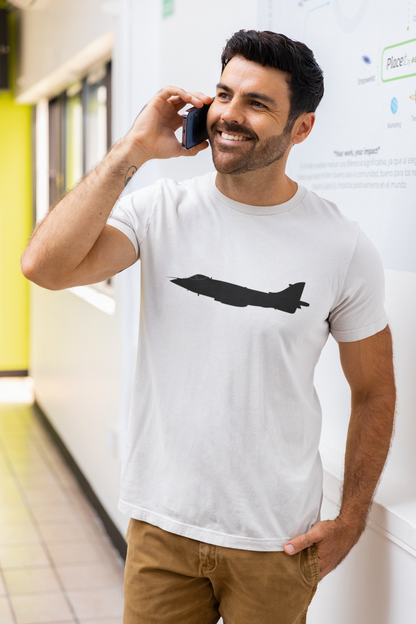 Quality cotton airplane themed t-shirt. Iconic, striking Sea Harrier design