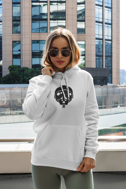 Unisex College Hoodie with Unique Graphic Design Airforce Pilot Helmet. Warm, Cool, Chic, Simple.