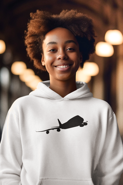 Unisex College Hoodie. Warm and cosy with unique graphic design of iconic Boeing 747 aircraft.