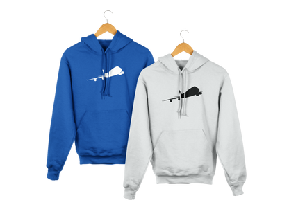 Unisex College Hoodie. Warm and cosy with unique graphic design of iconic Boeing 747 aircraft.