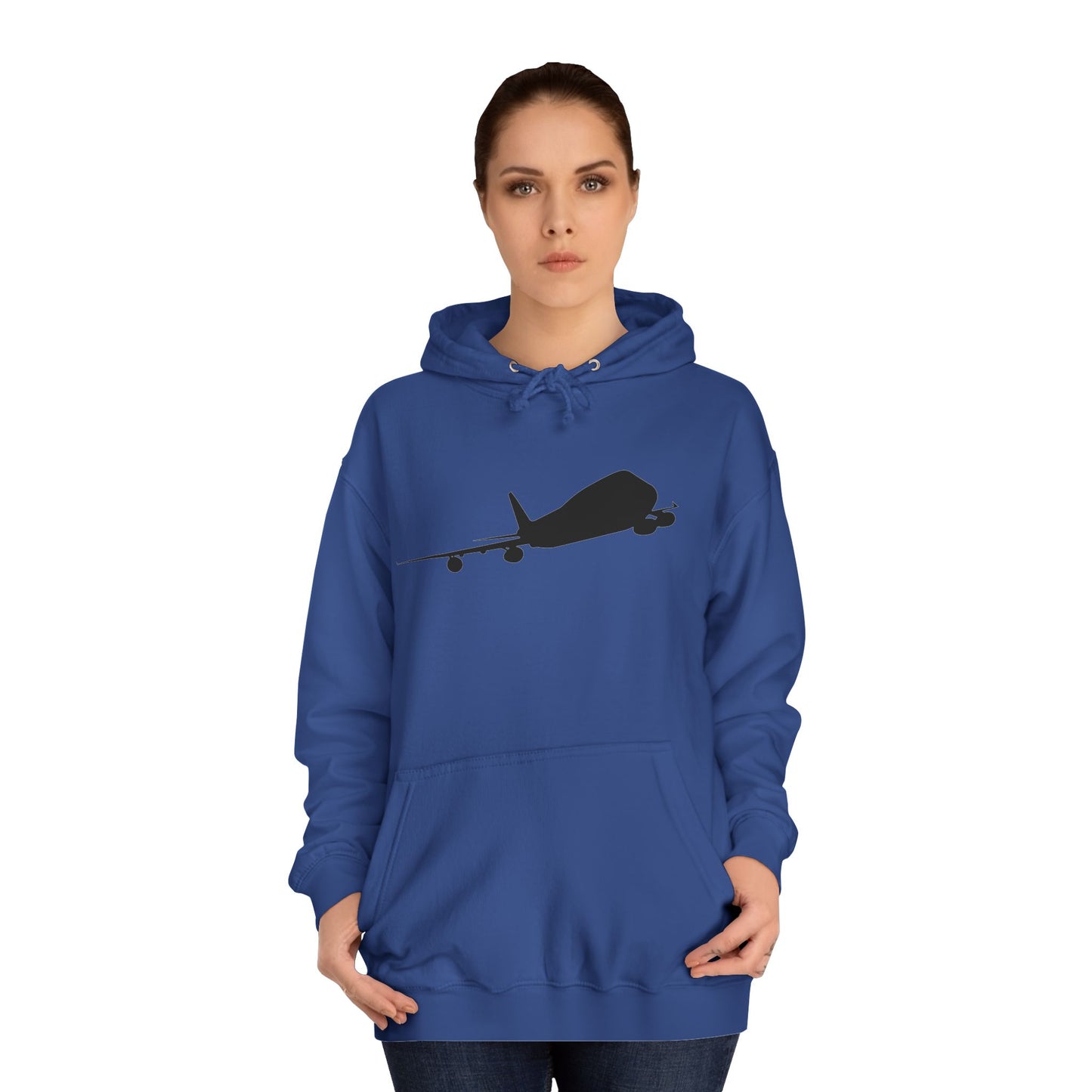 Unisex College Hoodie. Warm and cosy with unique graphic design of iconic Boeing 747 aircraft.