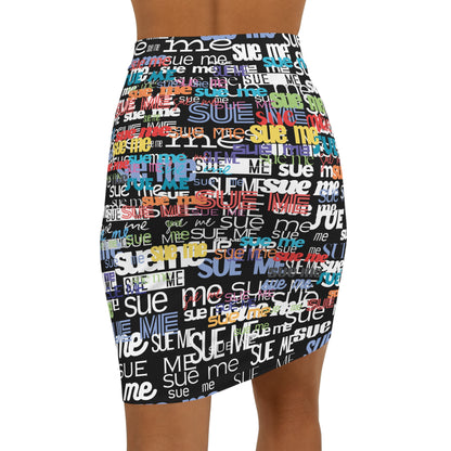 Sue Me Women's Mid-Waist Pencil Skirt (AOP)