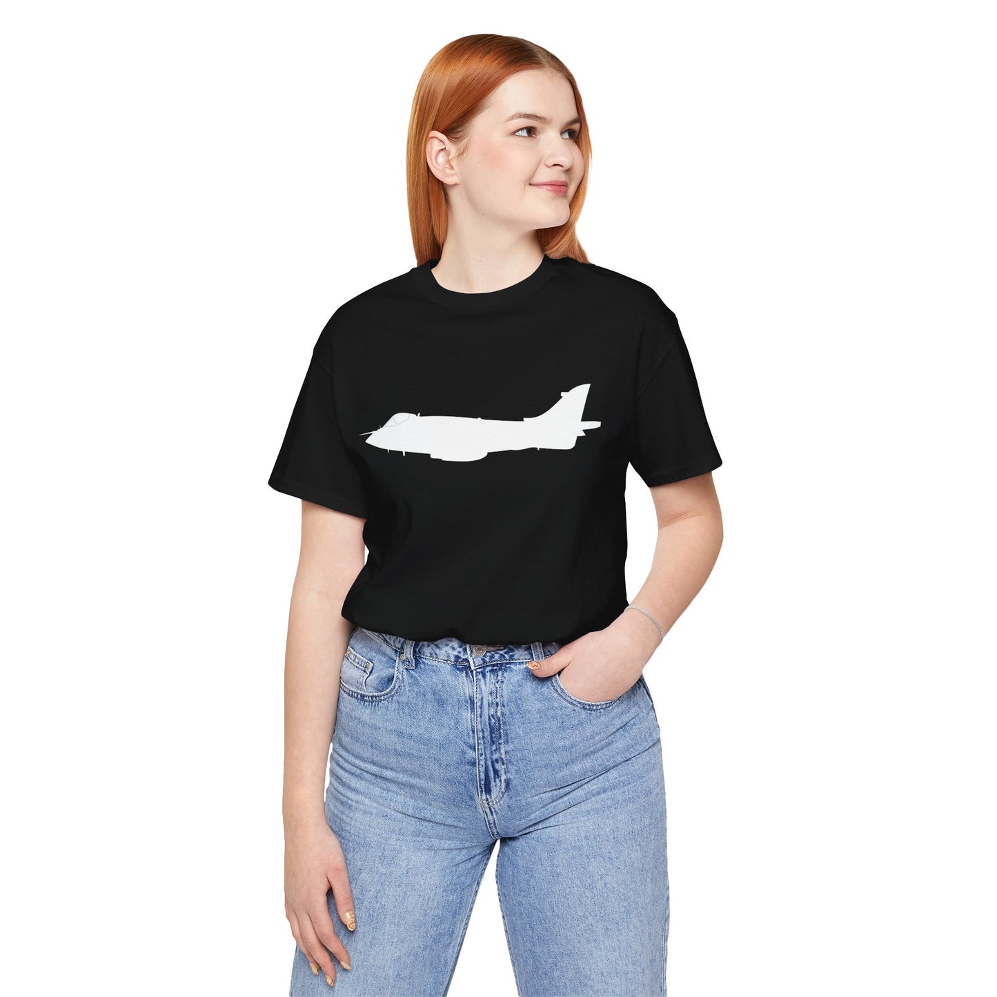 Quality cotton airplane themed t-shirt. Iconic, striking Sea Harrier design