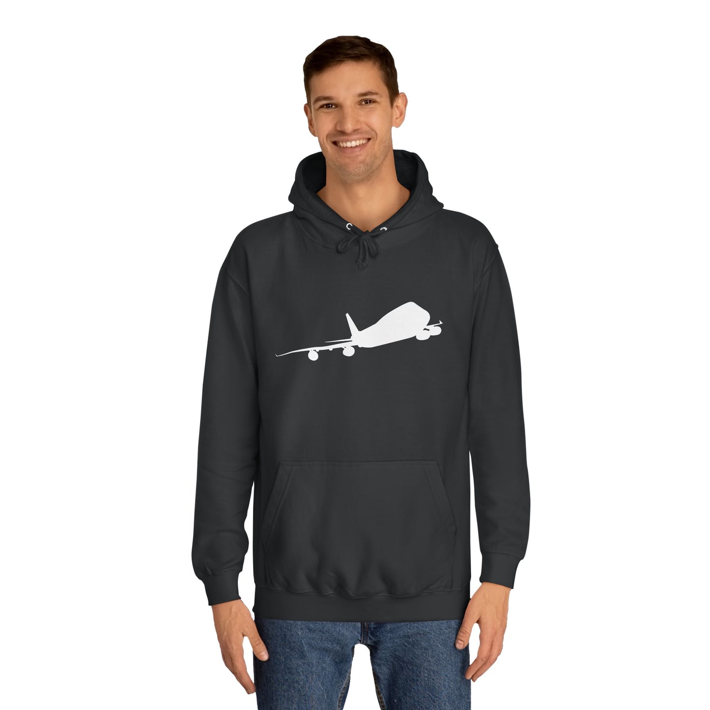 Unisex College Hoodie. Warm and cosy with unique graphic design of iconic Boeing 747 aircraft.