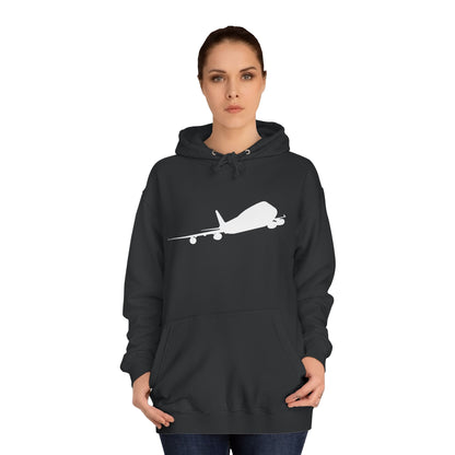 Unisex College Hoodie. Warm and cosy with unique graphic design of iconic Boeing 747 aircraft.