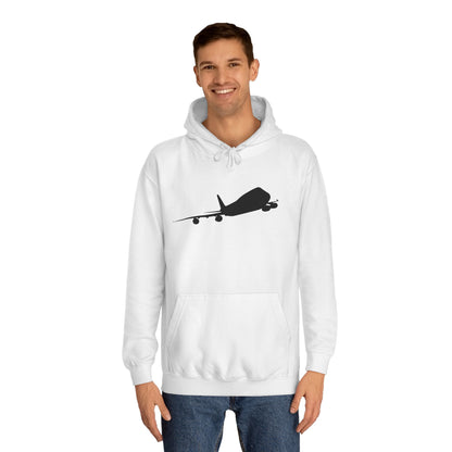 Unisex College Hoodie. Warm and cosy with unique graphic design of iconic Boeing 747 aircraft.