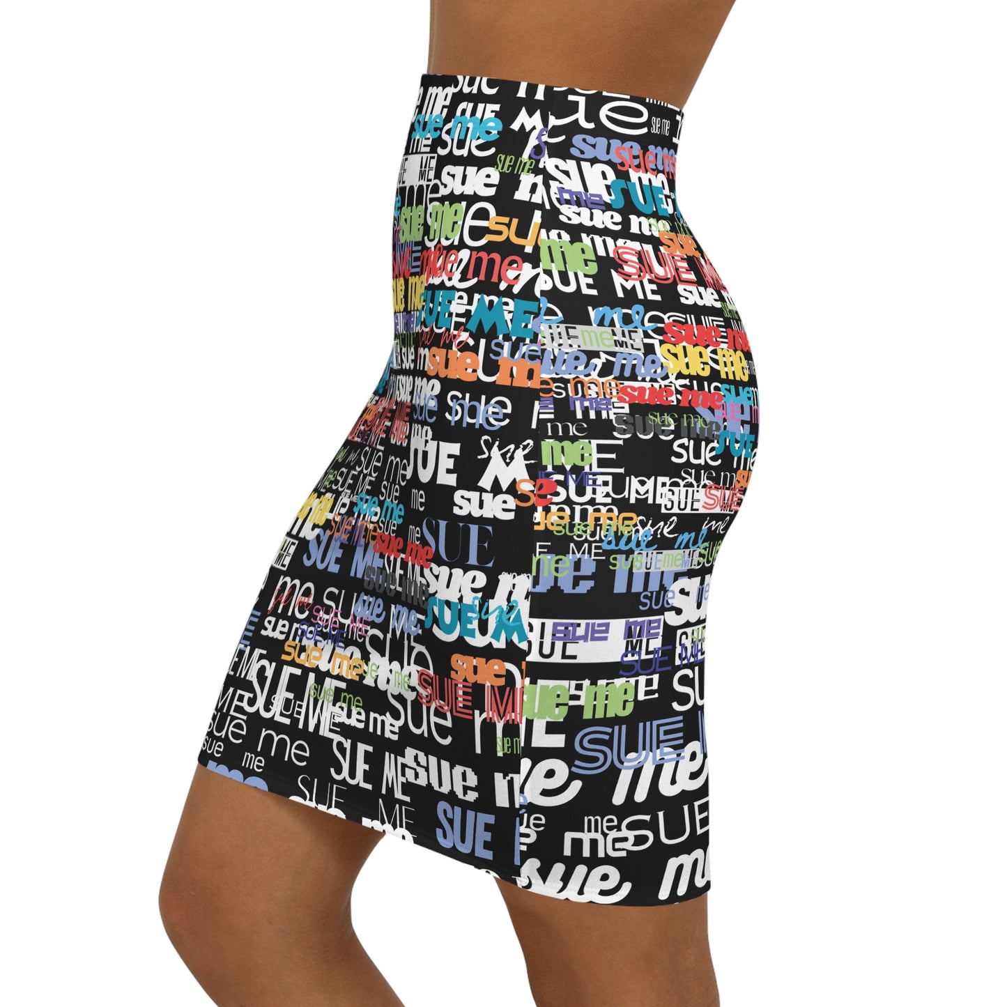 Sue Me Women's Mid-Waist Pencil Skirt (AOP)