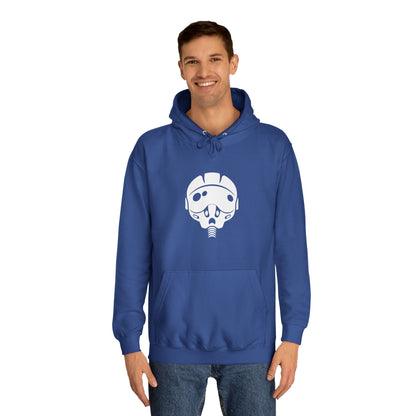 Unisex College Hoodie with Unique Graphic Design Airforce Pilot Helmet. Warm, Cool, Chic, Simple.