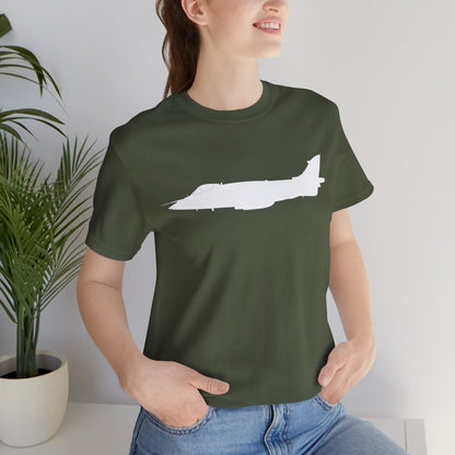 Quality cotton airplane themed t-shirt. Iconic, striking Sea Harrier design