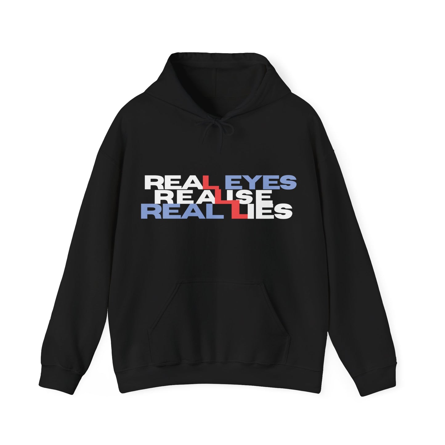 Unisex Heavy Blend™ Hoodie - 'Real Eyes Realise Real Lies' Graphic Sweatshirt