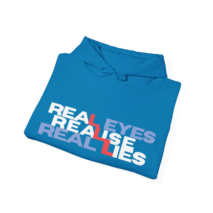 Unisex Heavy Blend™ Hoodie - 'Real Eyes Realise Real Lies' Graphic Sweatshirt