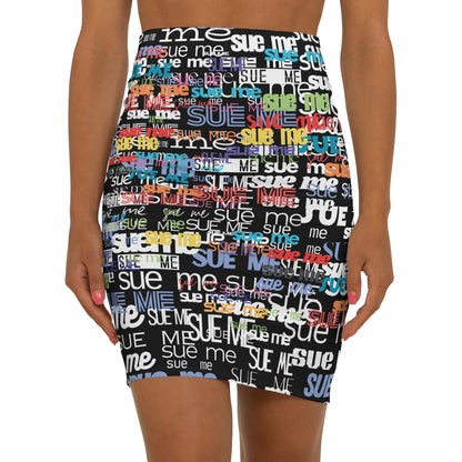 Sue Me Women's Mid-Waist Pencil Skirt (AOP)